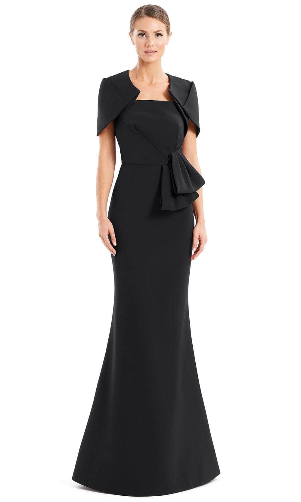 Alexander by Daymor, Alexander by Daymor 1656 - Peplum Detailed Straight-Across Neck Formal Gown With Jacket