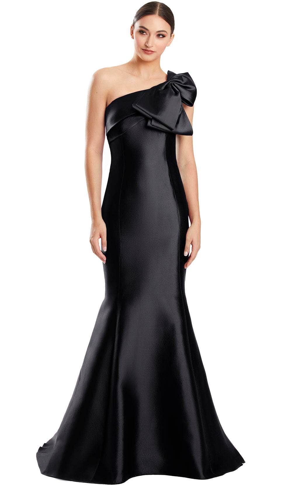 Alexander by Daymor, Alexander by Daymor 1850F23 - Bow Accent Asymmetric Evening Gown