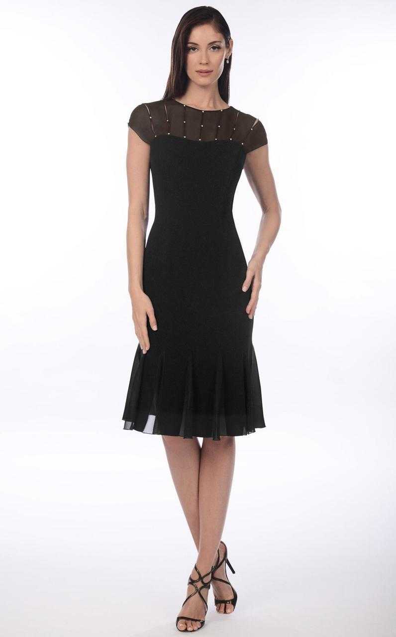 Alexander by Daymor, Alexander by Daymor Jewel-Affixed Sheer Cap Sleeves Cocktail Dress 903 - 1 pc Black In Size 6 Available