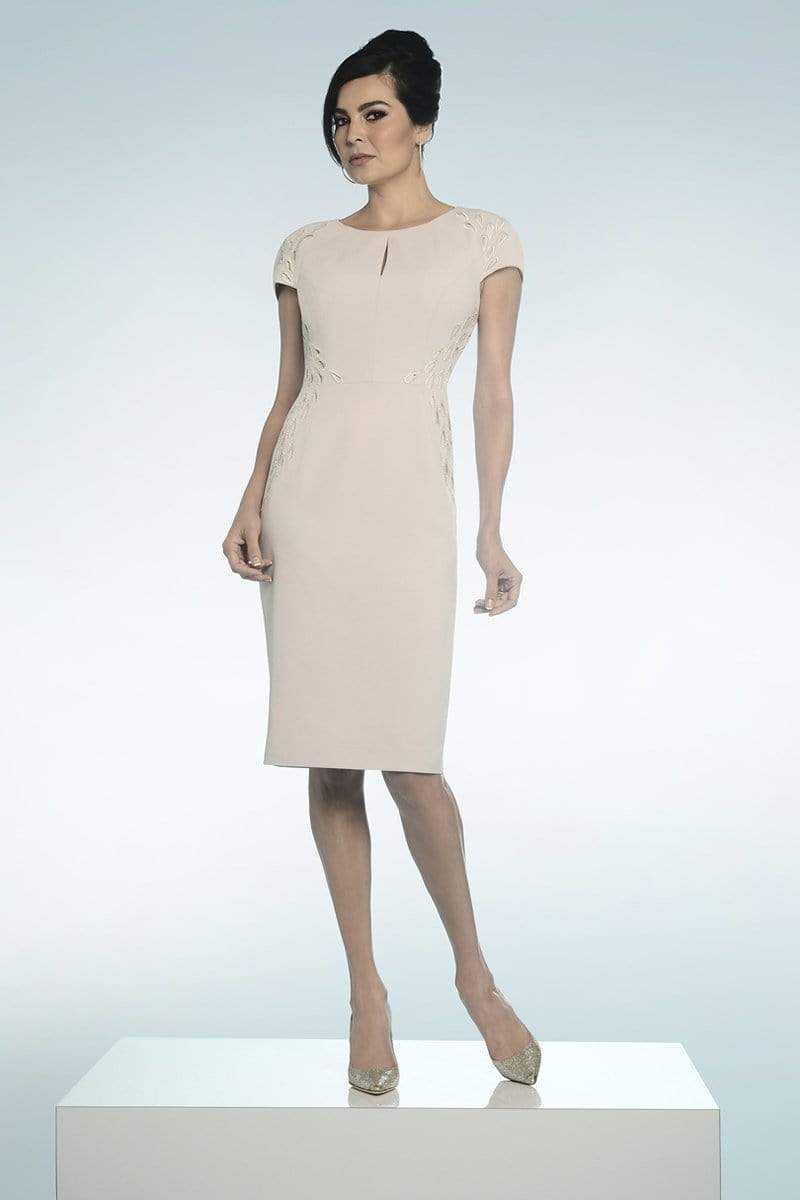 Alexander by Daymor, Alexander by Daymor Jewel Neck Accented Short Dress 818 - 1 pc Stone In Size 16 Available