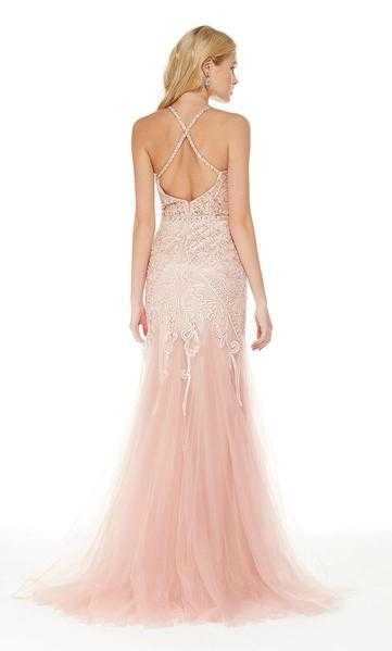 Alyce Paris, Alyce Paris - 5016 Lace V Neck Tulle Trumpet Gown - 1 pc French Pink In Size 6 Available