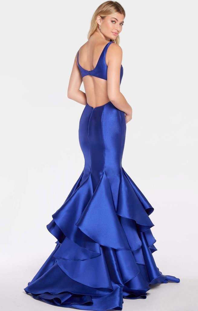 Alyce Paris, Alyce Paris - 60099 Sleeveless V Neck Ruffled Mermaid Gown - 1 pc Royal In Size 8 Available
