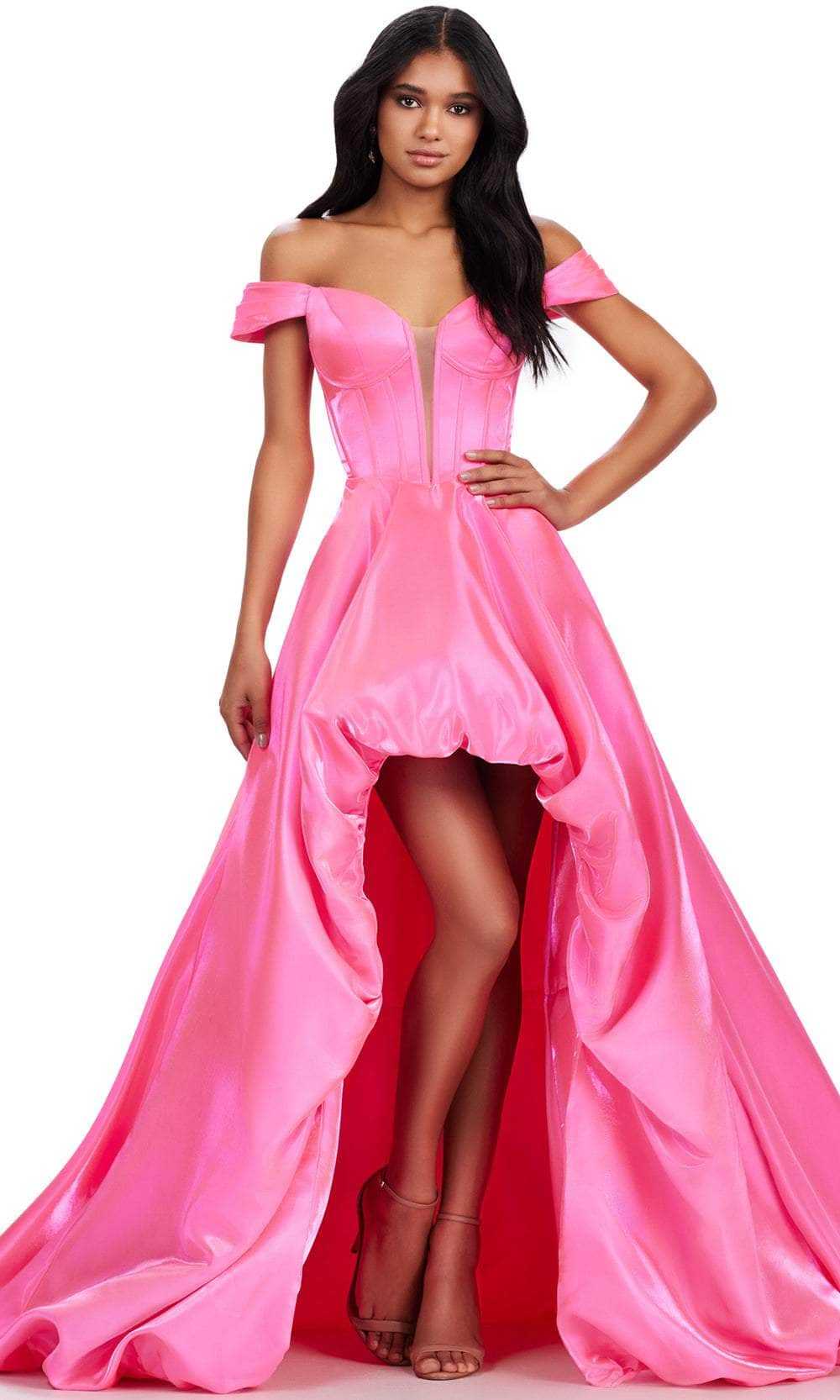 Ashley Lauren, Ashley Lauren 11641 - Satin High Low Prom Dress