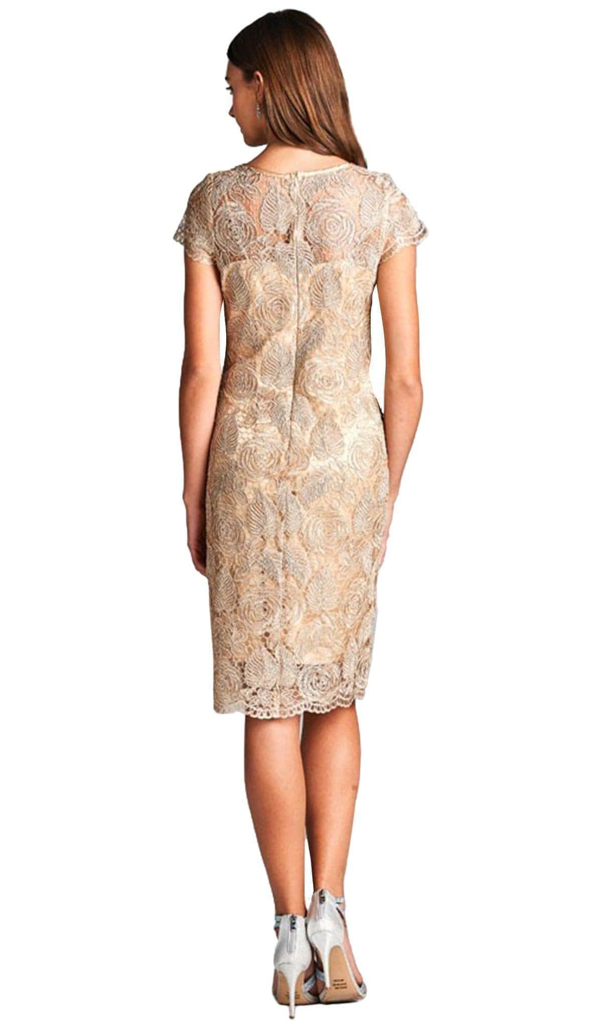 Aspeed Design, Aspeed Design - Floral Embossed Lace Cocktail Dress D109 - 1 pc Jade in Size XL Available