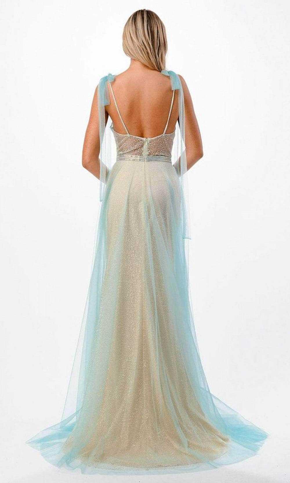 Aspeed Design, Aspeed Design P2104 - Tie Strap Illusion Prom Gown
