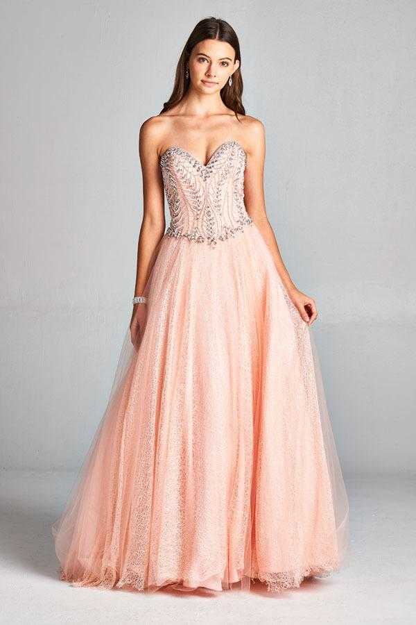 Aspeed, Aspeed - Jeweled Sweetheart Bodice Ballgown - 1 pc Blush In Size 3XL Available