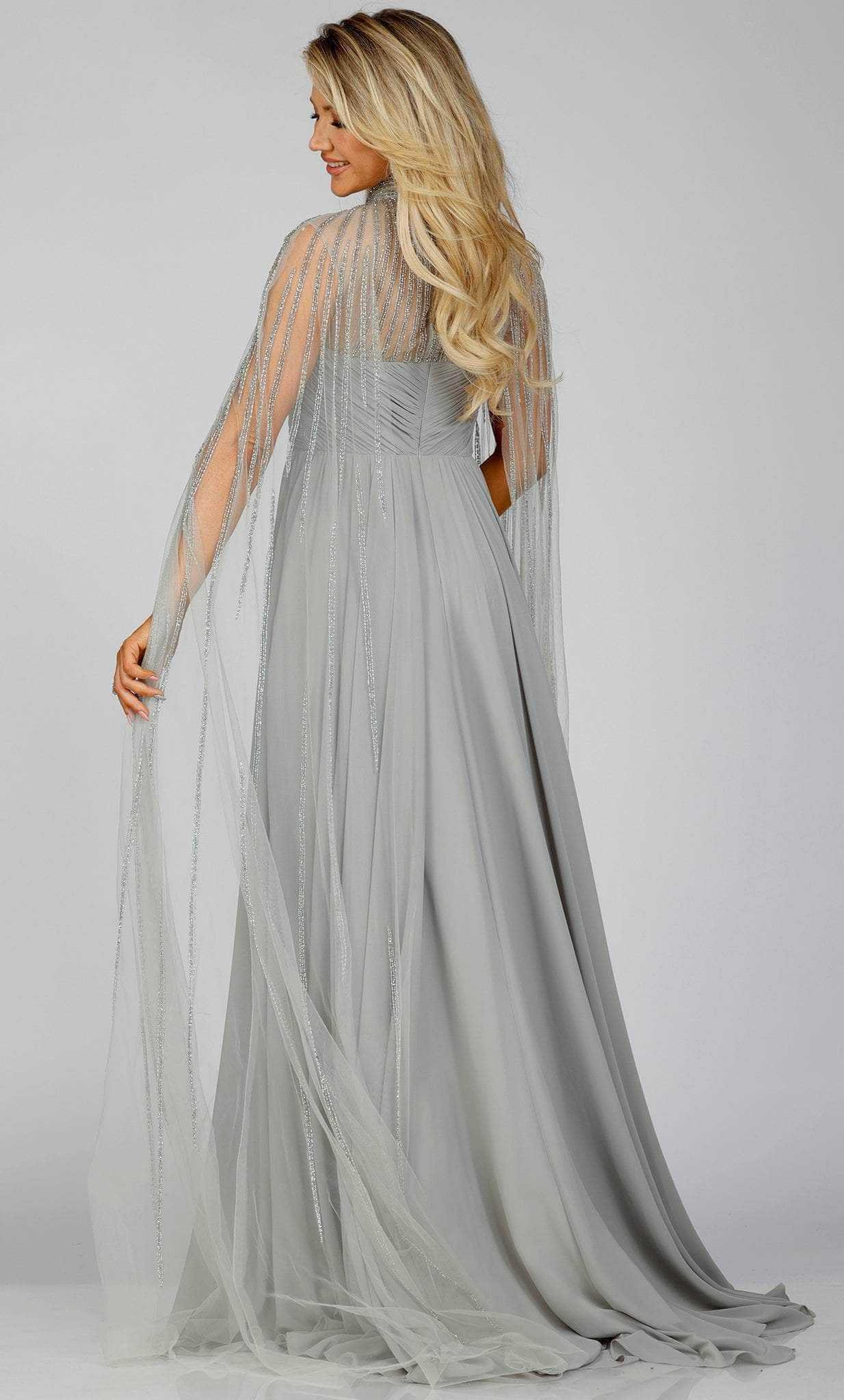 Terani Couture, Beaded Cape Sleeve Prom Dress 231M0495