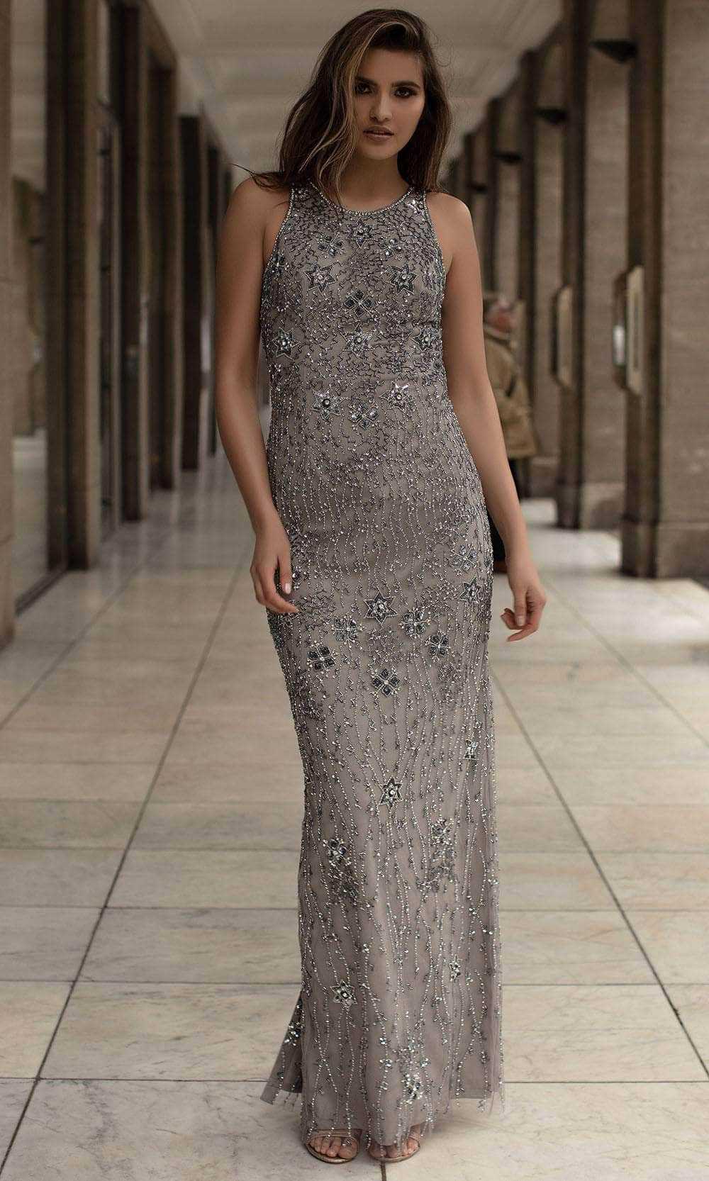 Chic and Holland, Chic and Holland AN1410 - Jewel Beaded Prom Gown With Slit